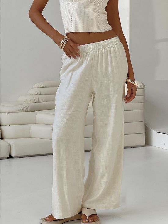 Princess Polly Pants - Princess Polly Off White Louis Linen Pants